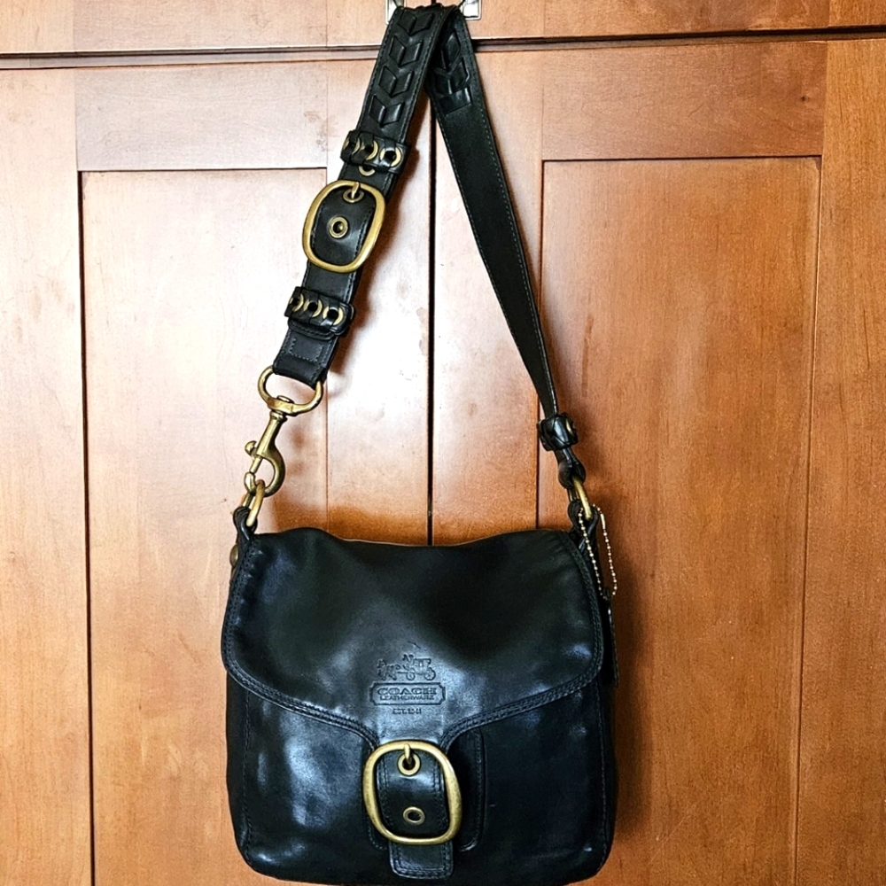 Vintage COACH Bleecker Black Leather Shoulder Bag Purse 11419